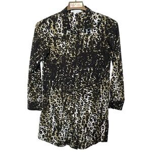 BCB Generation Women's Size M Blk/Grn/White Camo Print Blouse‎